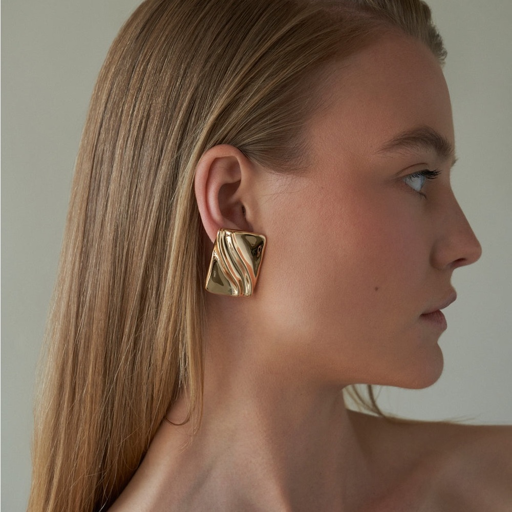 18K Gold Plated Square Statement Earrings*Lilli Claspe*Old Money Earrings*JD